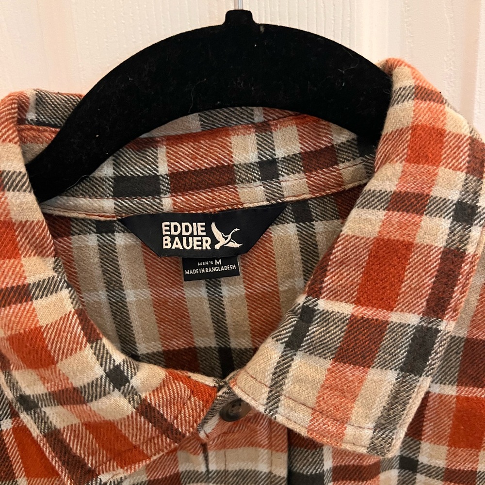 Eddie Bauer Shirt Adult L Plaid Flannel Button Up 100% Cotton Mens EUC - Picture 2 of 6